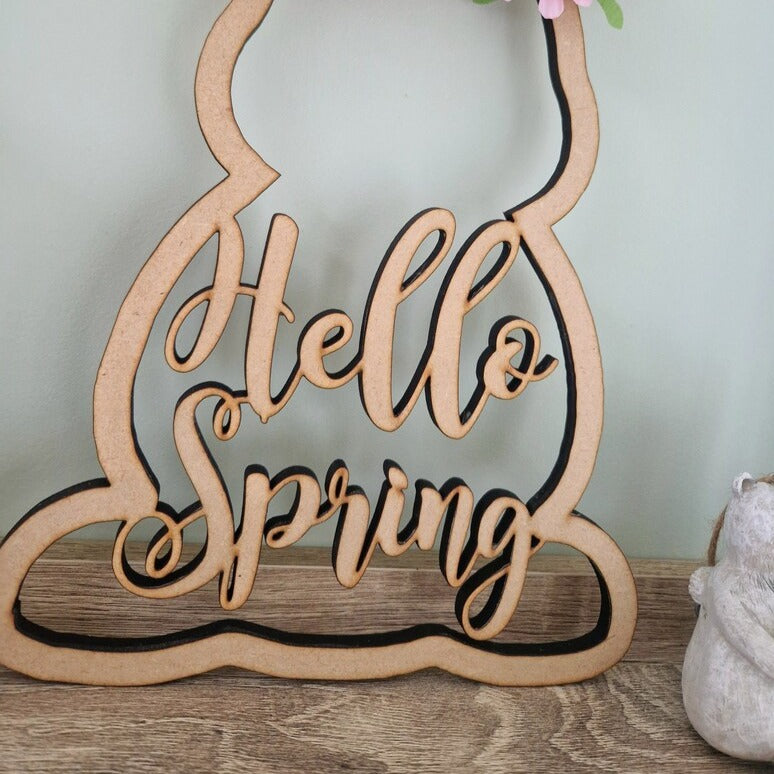 Hello Spring Wooden Bunny