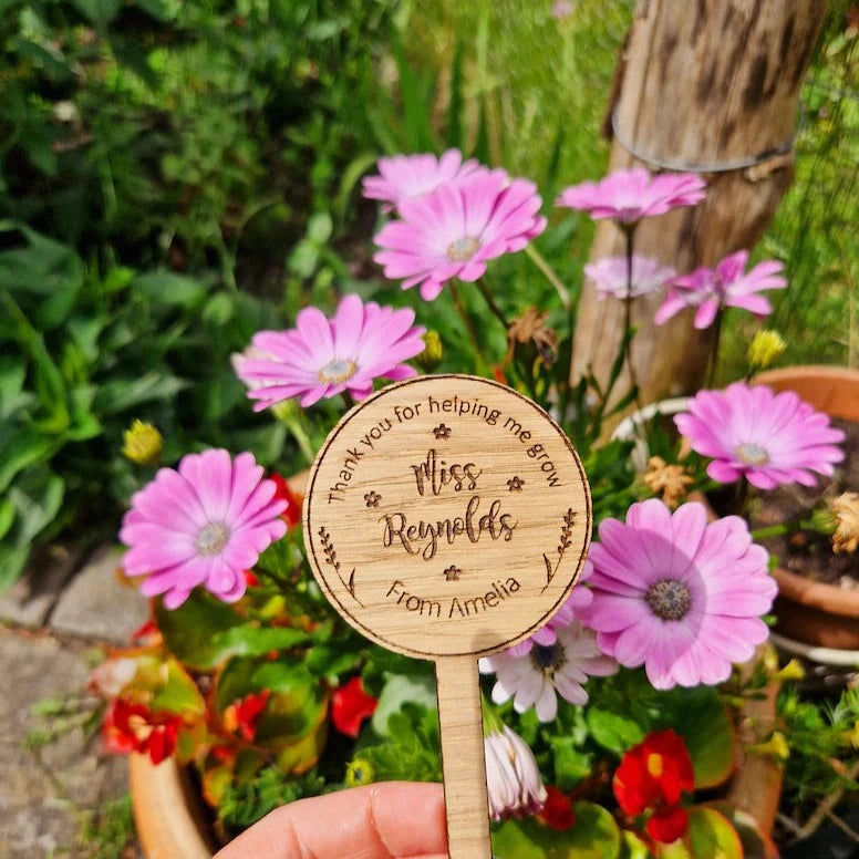 'Thank you for helping me Grow' Personalised Plant Stake