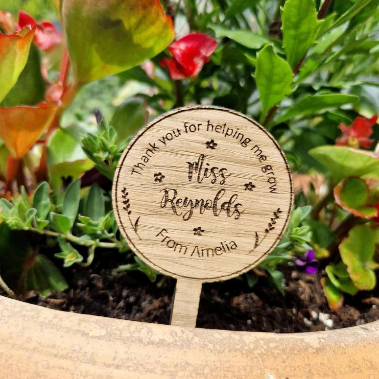 'Thank you for helping me Grow' Personalised Plant Stake