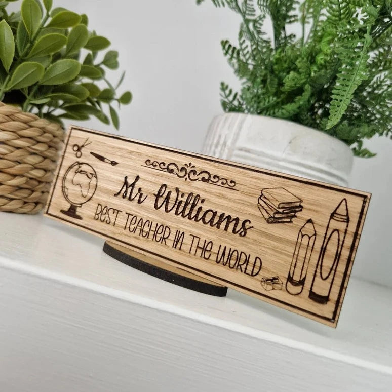 Personalised Teachers Desk Sign 'In the Classroom'