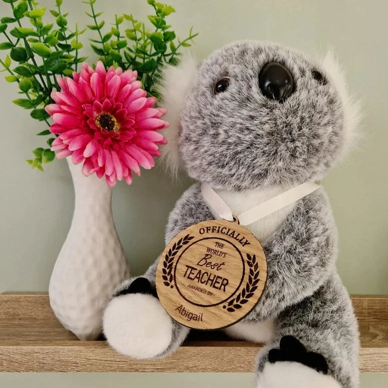 Personalised 'Best Teacher' Wooden Medal