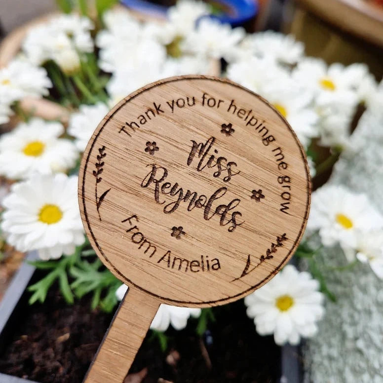 'Thank you for helping me Grow' Personalised Plant Stake