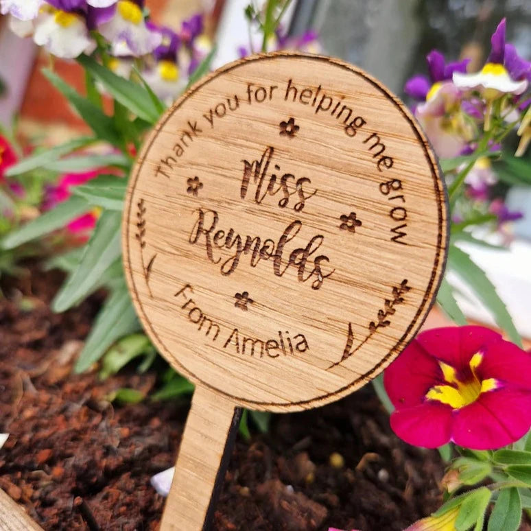 'Thank you for helping me Grow' Personalised Plant Stake