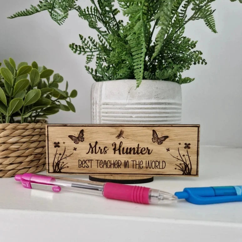 Personalised Teachers Desk Sign 'Floral Garden'