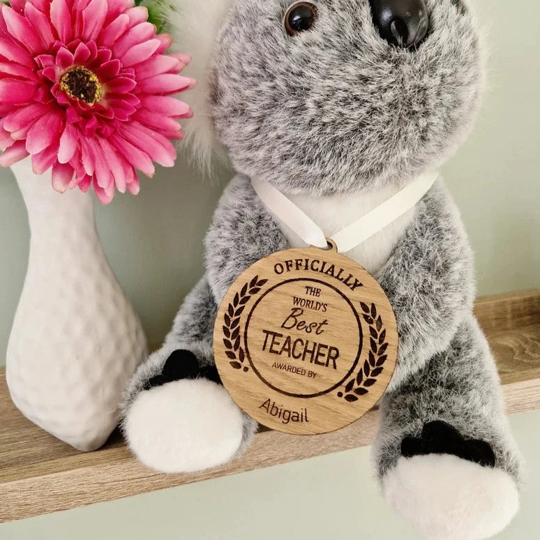 Personalised 'Best Teacher' Wooden Medal