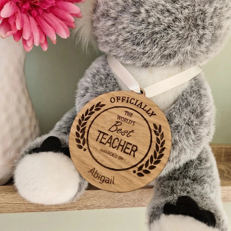 Personalised 'Best Teacher' Wooden Medal