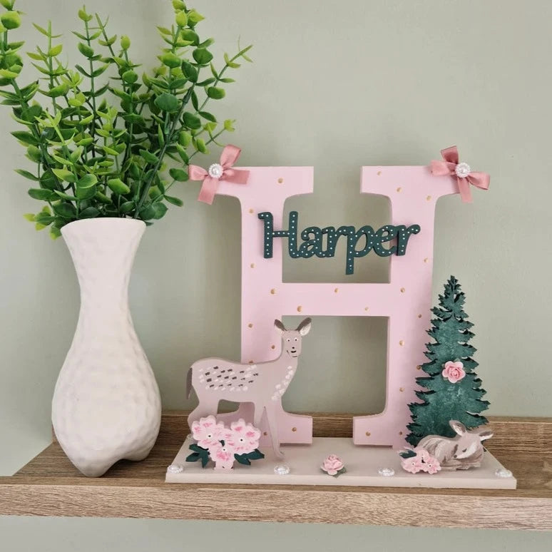 Wooden Nursery Letter 'Mummy & Baby Deer'