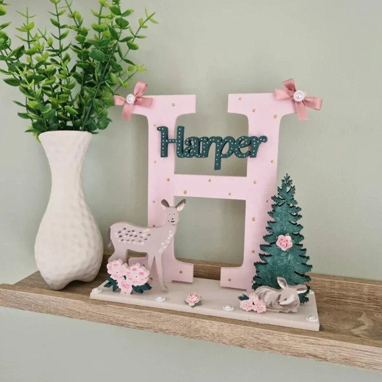 Wooden Nursery Letter 'Mummy & Baby Deer'