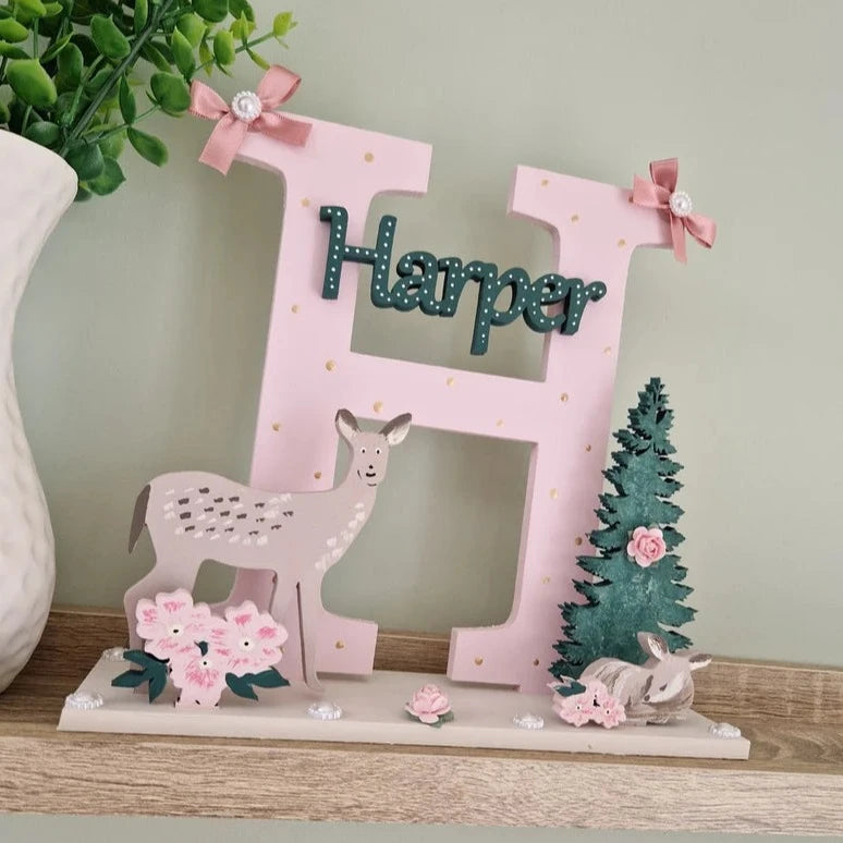 Wooden Nursery Letter 'Mummy & Baby Deer'