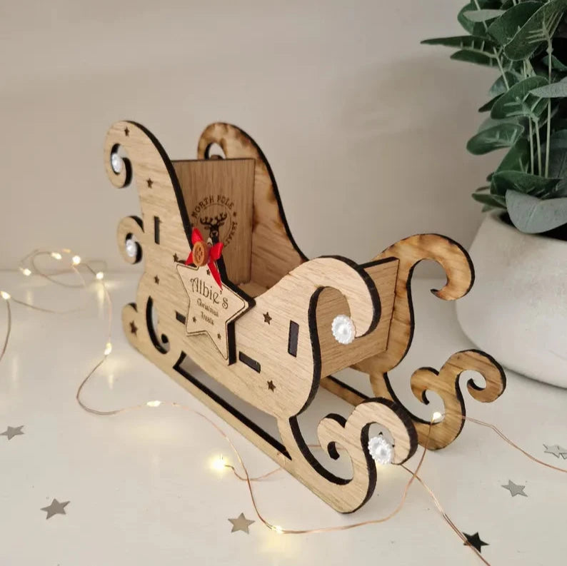 Mini Wooden Santa Treats Sleigh- Personalised