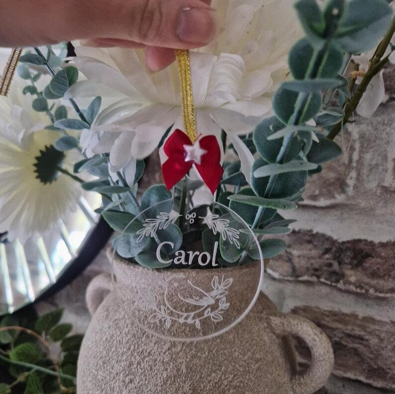 Personalised Robin Acrylic Christmas Bauble