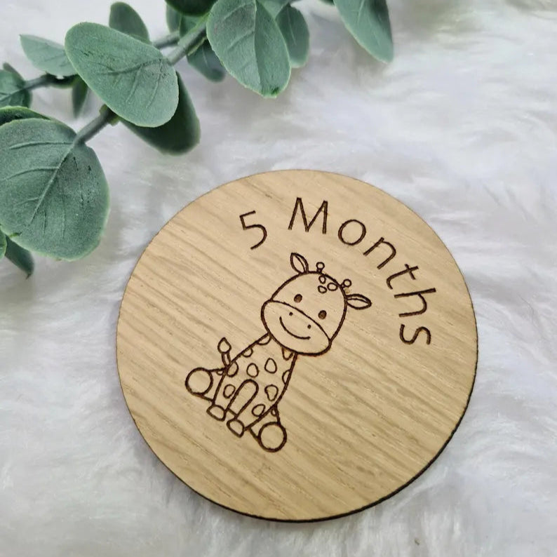 Gender Neutral Baby Milestone Discs- Safari Friends