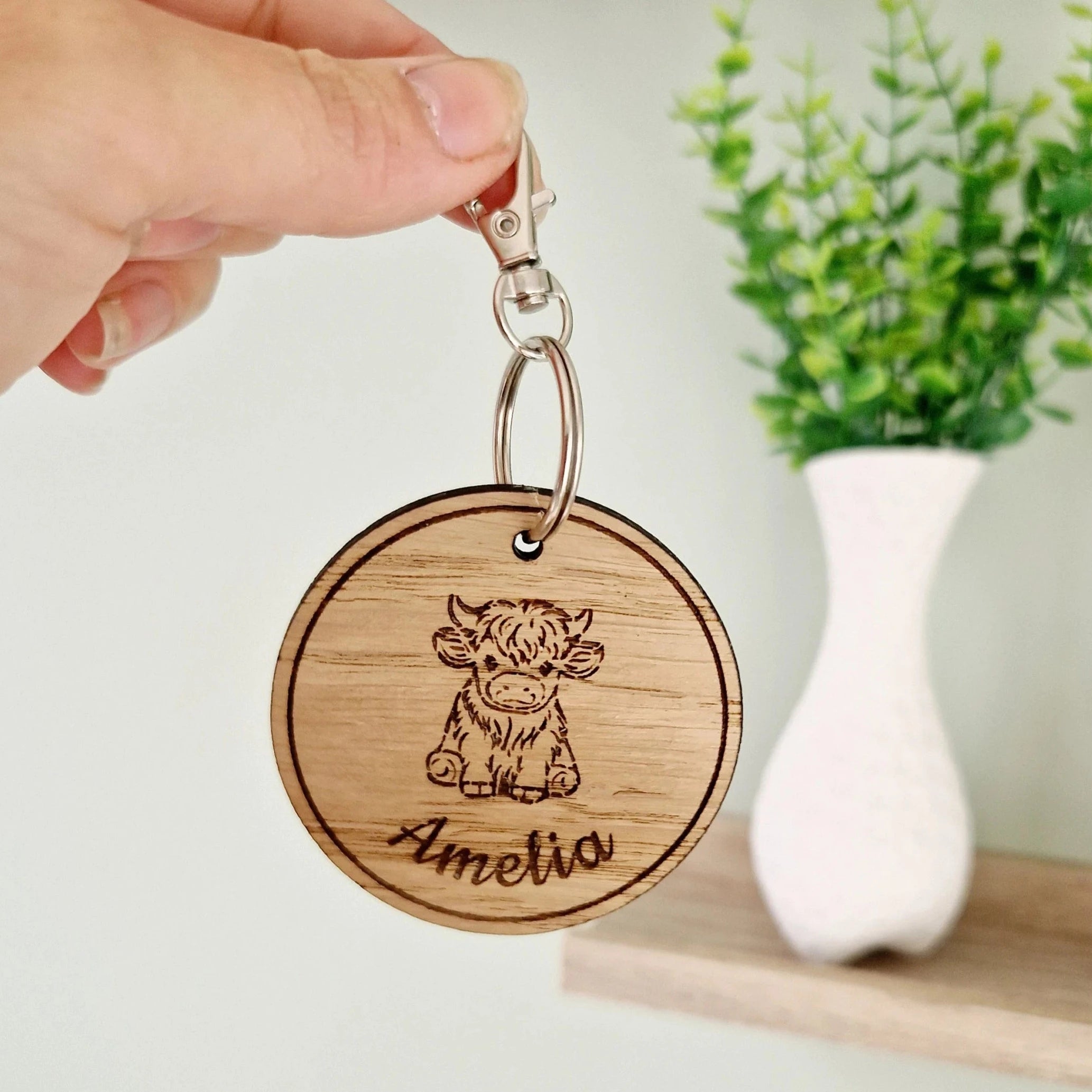 Personalised Highland Cow Keyring - Main Image