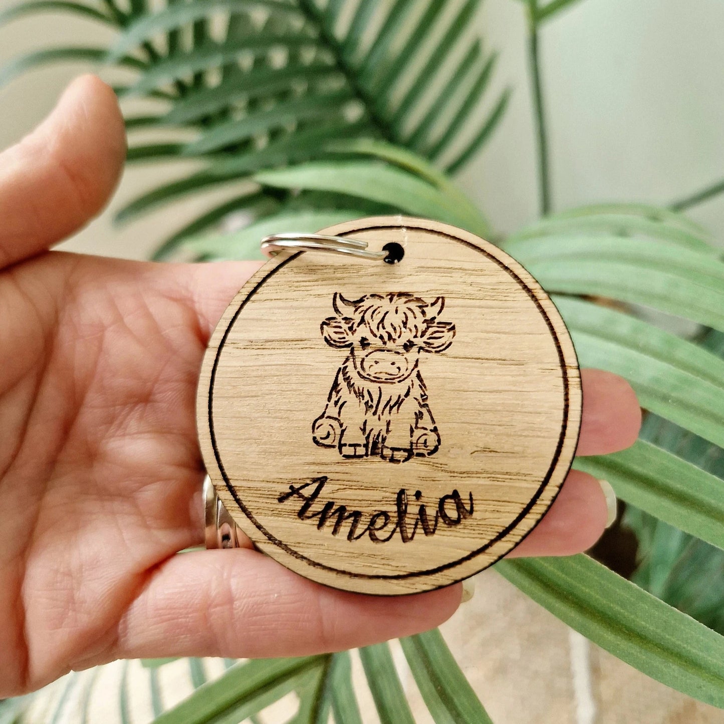 Personalised Highland Cow Keyring