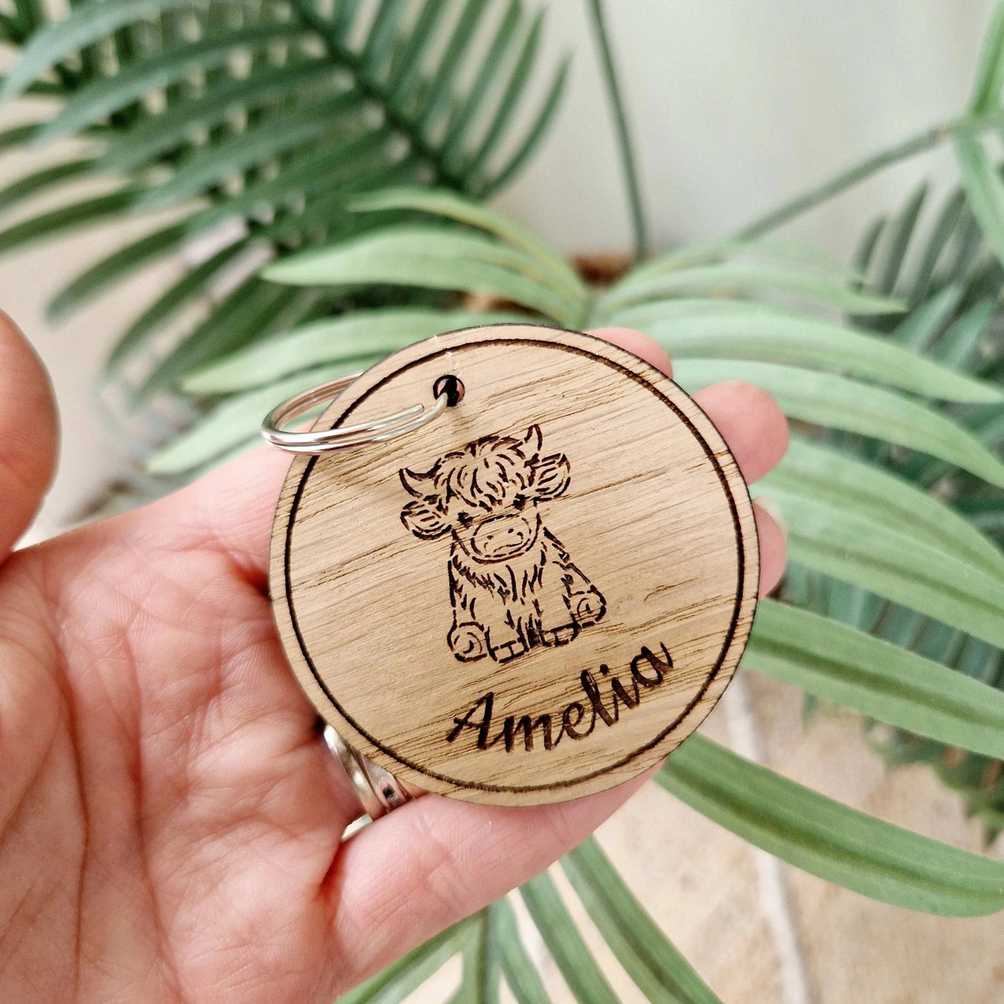 Personalised Highland Cow Keyring