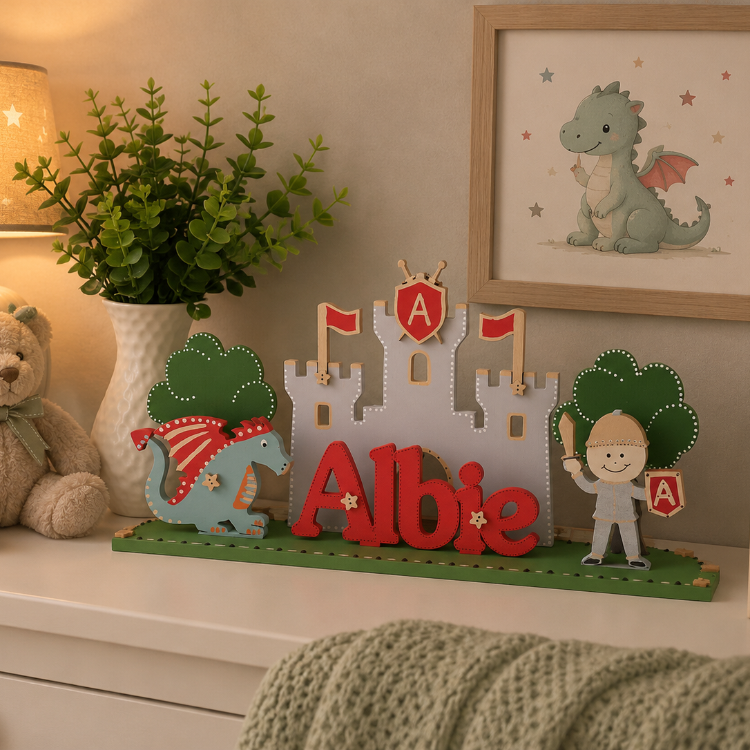 Children's Name Sign 'Knights & Dragons'