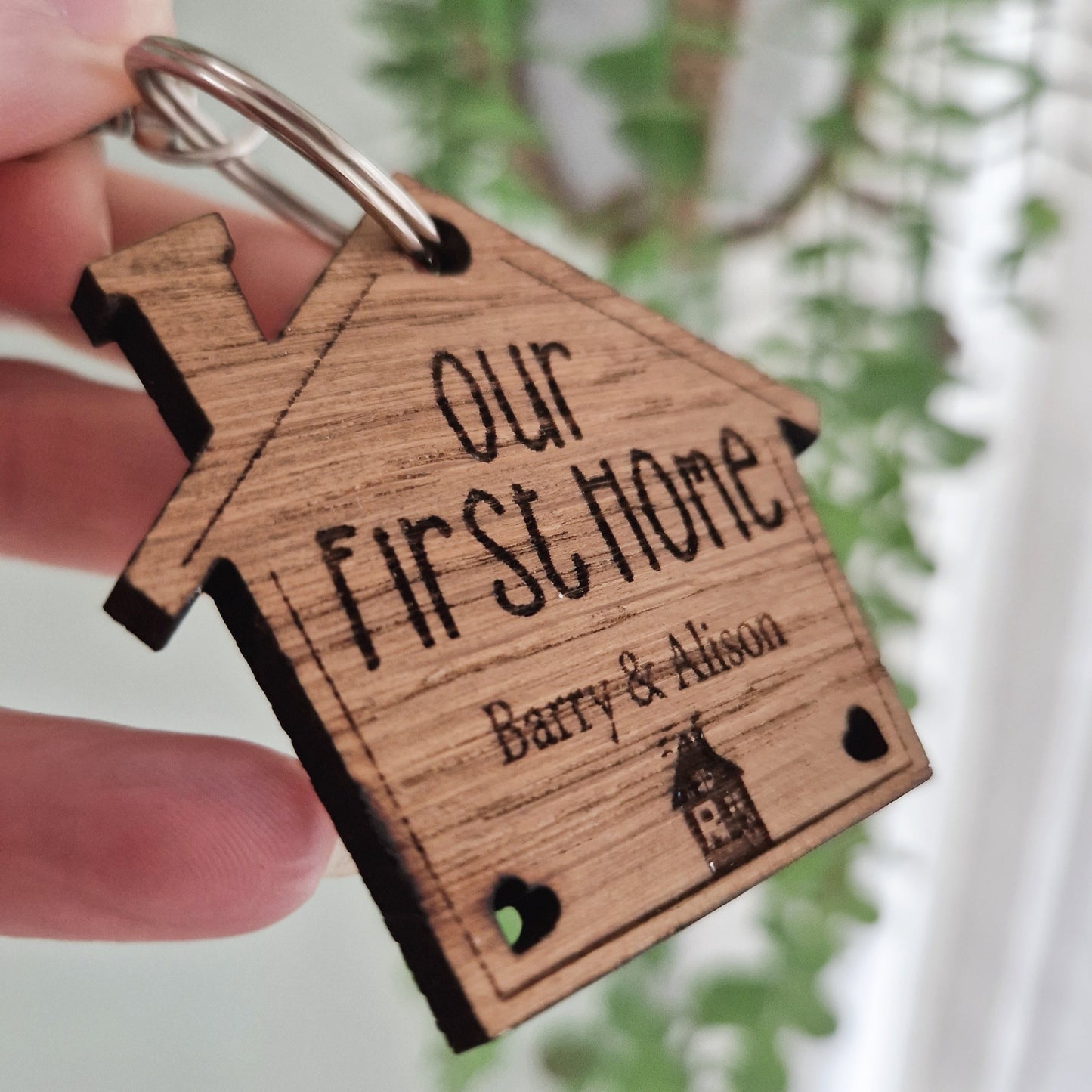 'Our First Home' Wooden Keyring