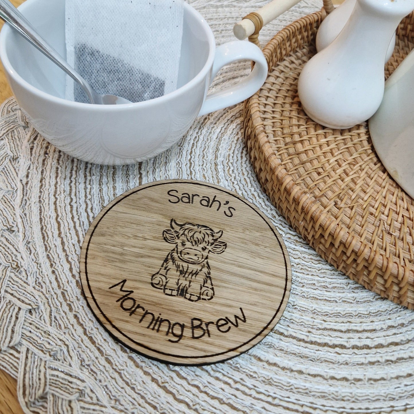 Highland Cow Drink Coaster- Personalised