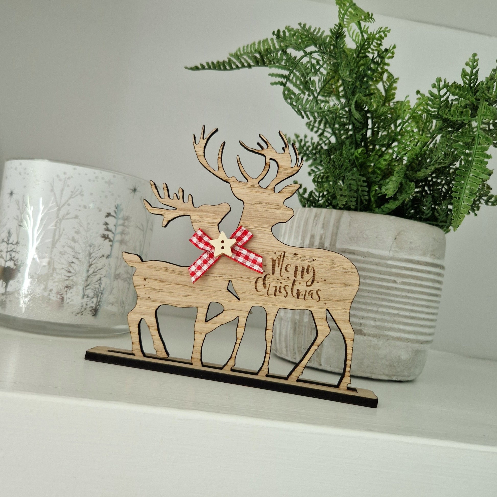 Wooden Reindeer Merry Christmas Ornament Decoration