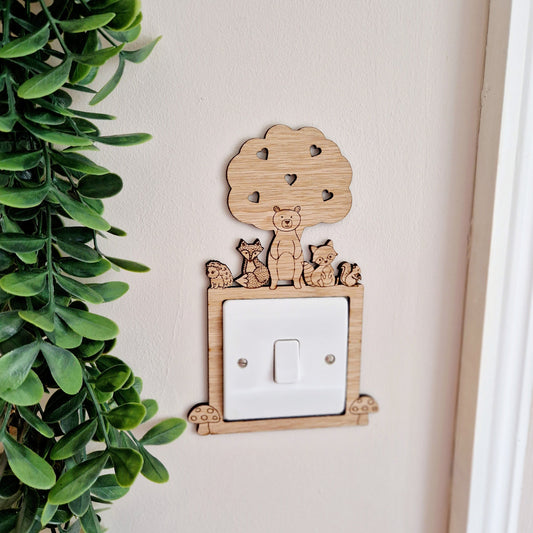 Nursery Light Switch Surround 'Woodland Friends'