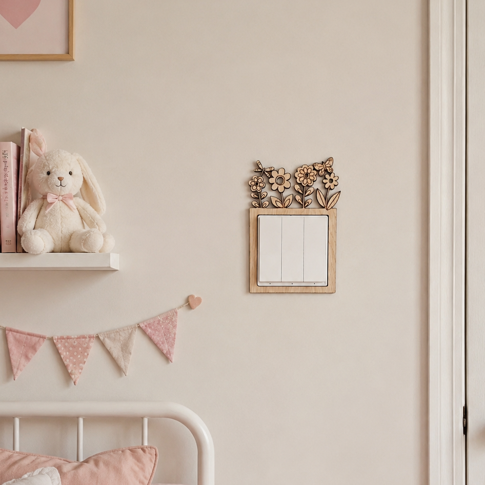 Wooden Floral Light Switch surround