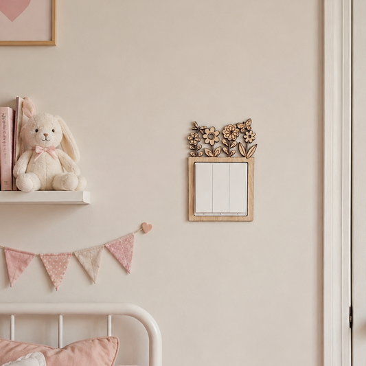 Wooden Floral Light Switch surround