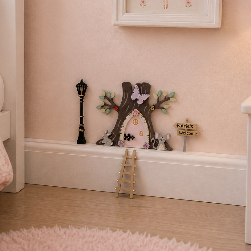 Hand painted wooden Fairy Door for girls bedroom
