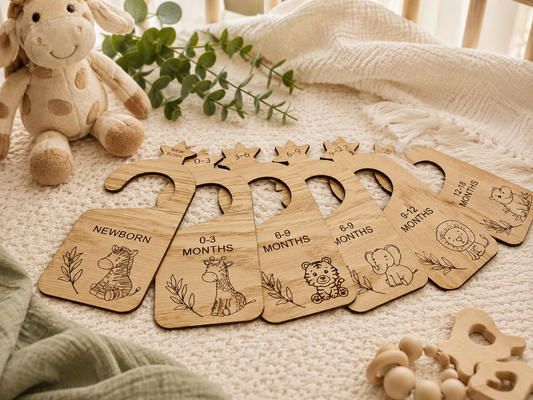 Baby Clothes Wardrobe Dividers 'Safari Friends'