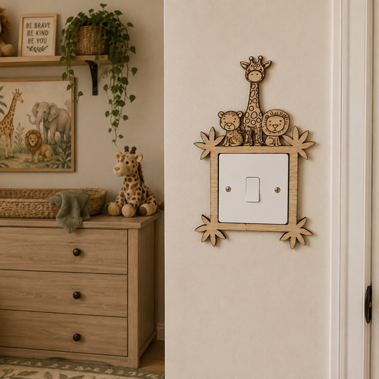 Nursery Light Switch Surround 'Safari Friends'