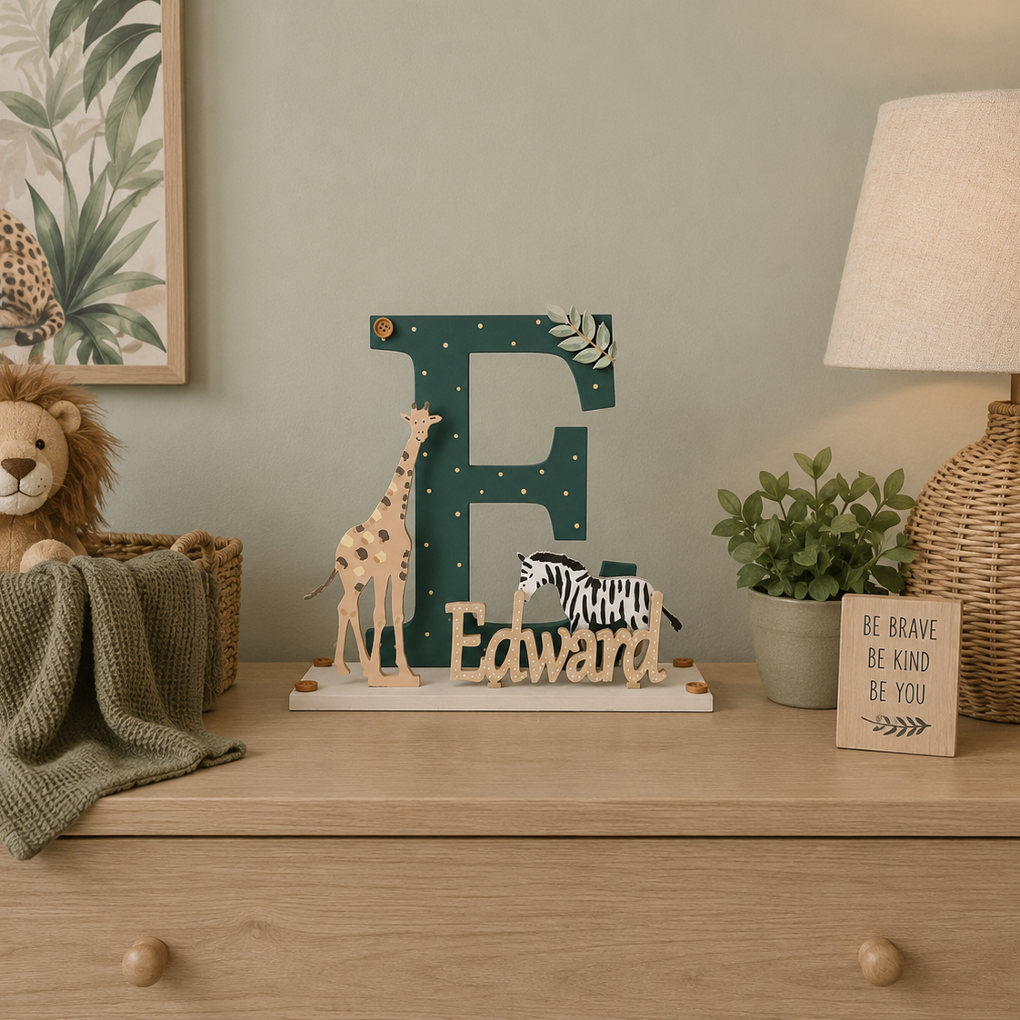 Wooden Nursery Letter 'Giraffe & Zebra'