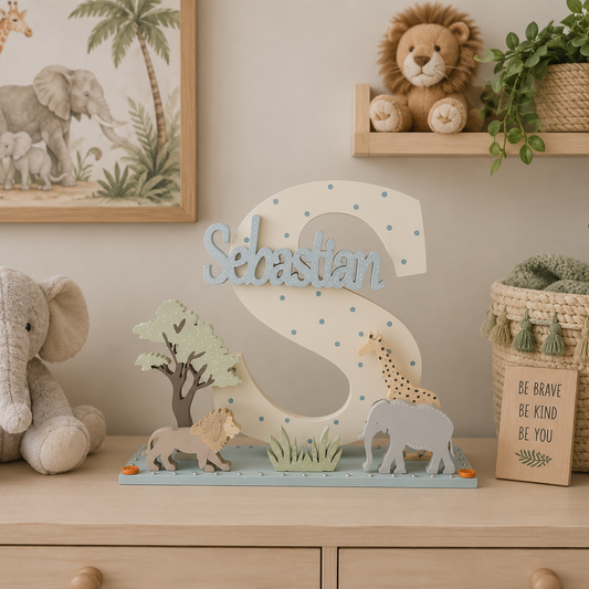 Wooden Nursery Letter 'Safari Friends'