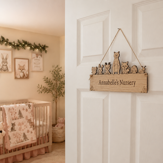 Woodland Animal Nursery Door Sign