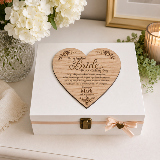 Personalised To My Bride on our Wedding Day Keepsake Memory Box.