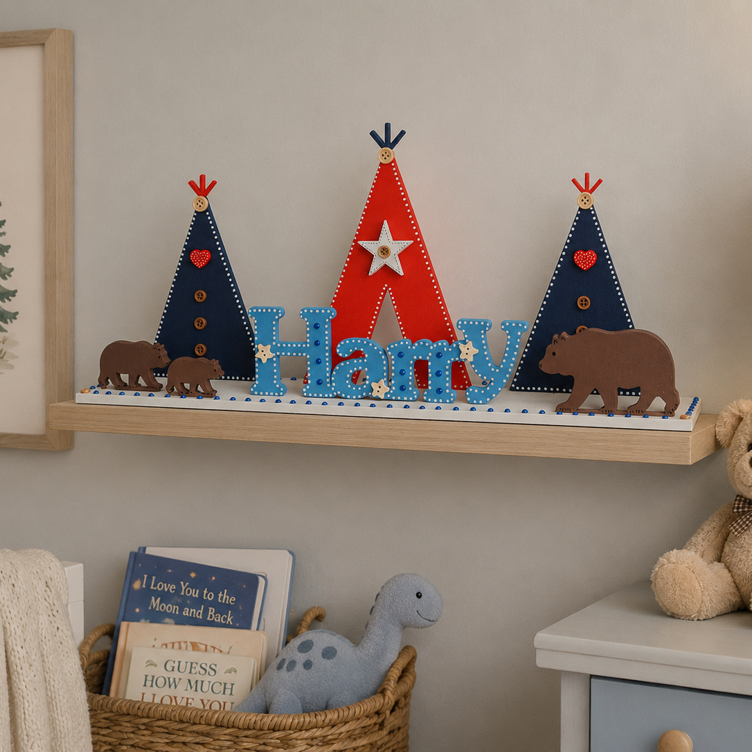 Teepee Nursery Children's Personalised Name Sign