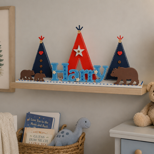 Teepee Nursery Children's Personalised Name Sign