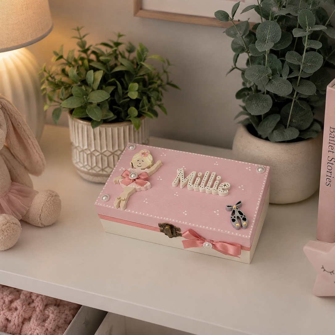 Pink Ballerina Little Girls Jewelry Box