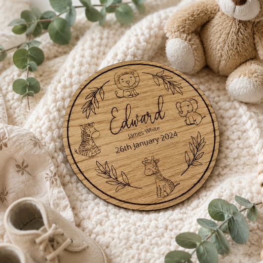 Wooden engraved Baby Name reveal photo prop, keepsake.