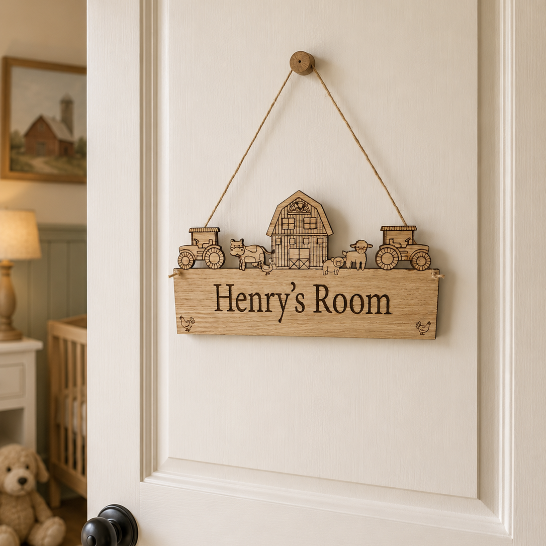 Personalised Farmyard Nursery Door Sign