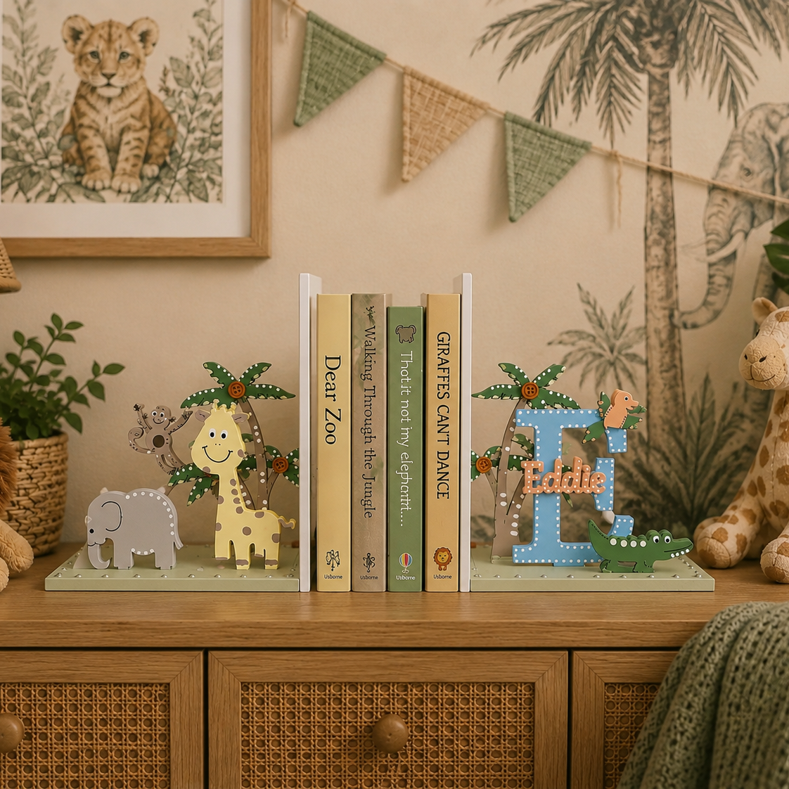 Personalised Bookends- Safari Friends