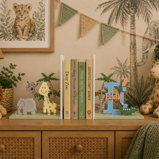 Personalised Bookends- Safari Friends