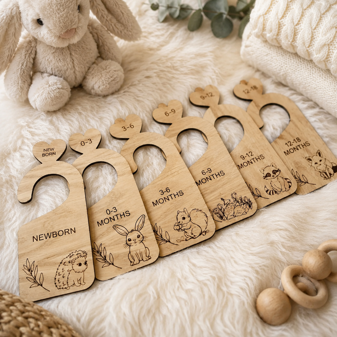 Oak veneer Woodland Animal themed Baby Wardrobe Clothes Dividers