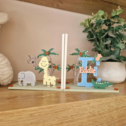 Personalised Bookends- Safari Friends