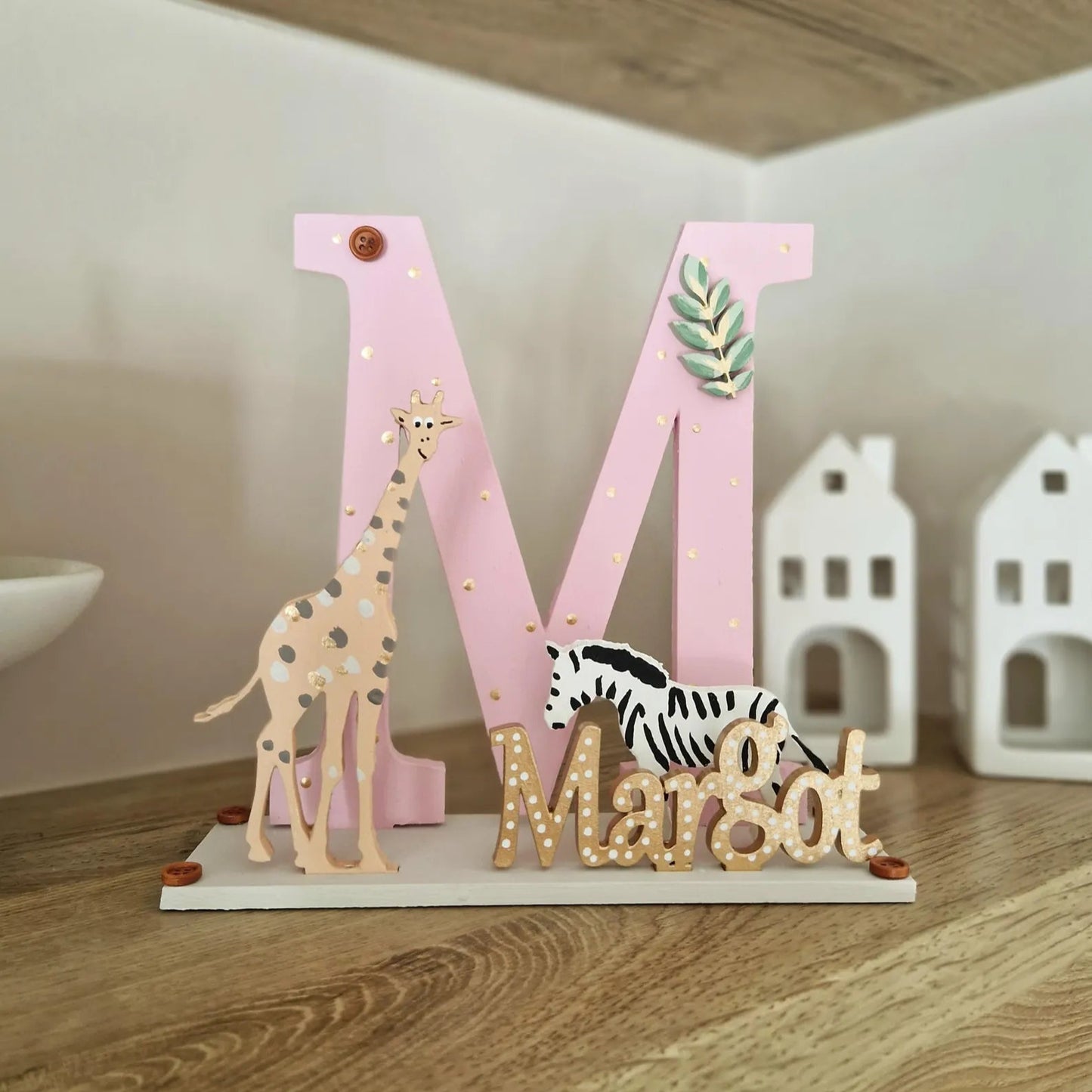 Pink Safari Wooden Letter