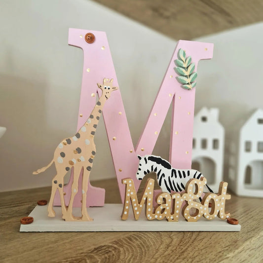 Pink Safari Wooden Letter