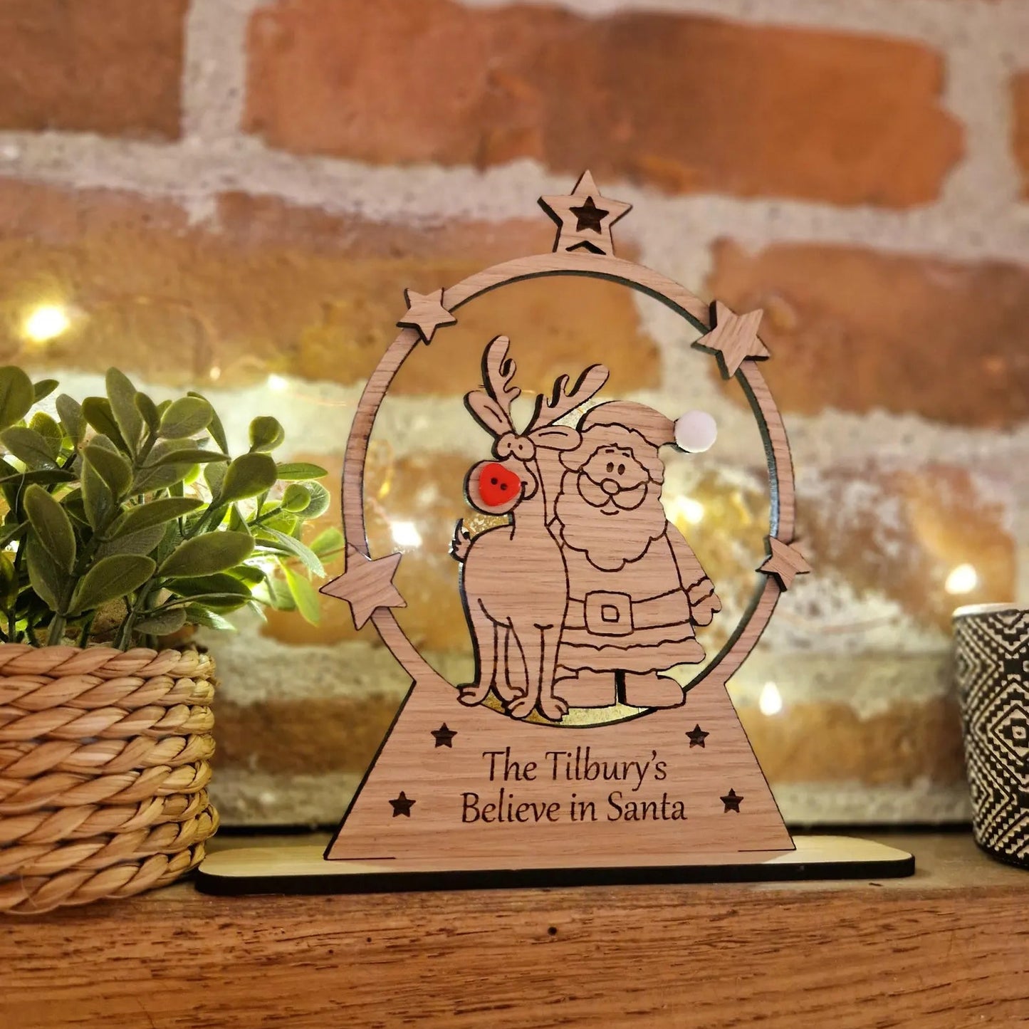 We believe in Santa Personalised Wooden Snow Globe