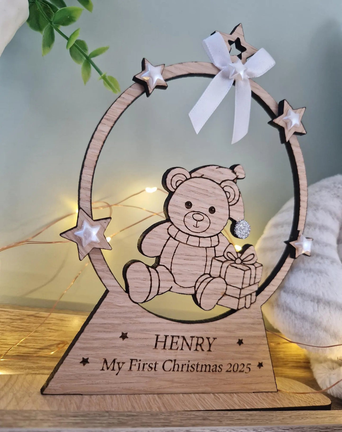 My First Christmas Wooden Snow Globe - Personalised