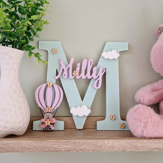 Wooden Initial- Hot Air Balloon