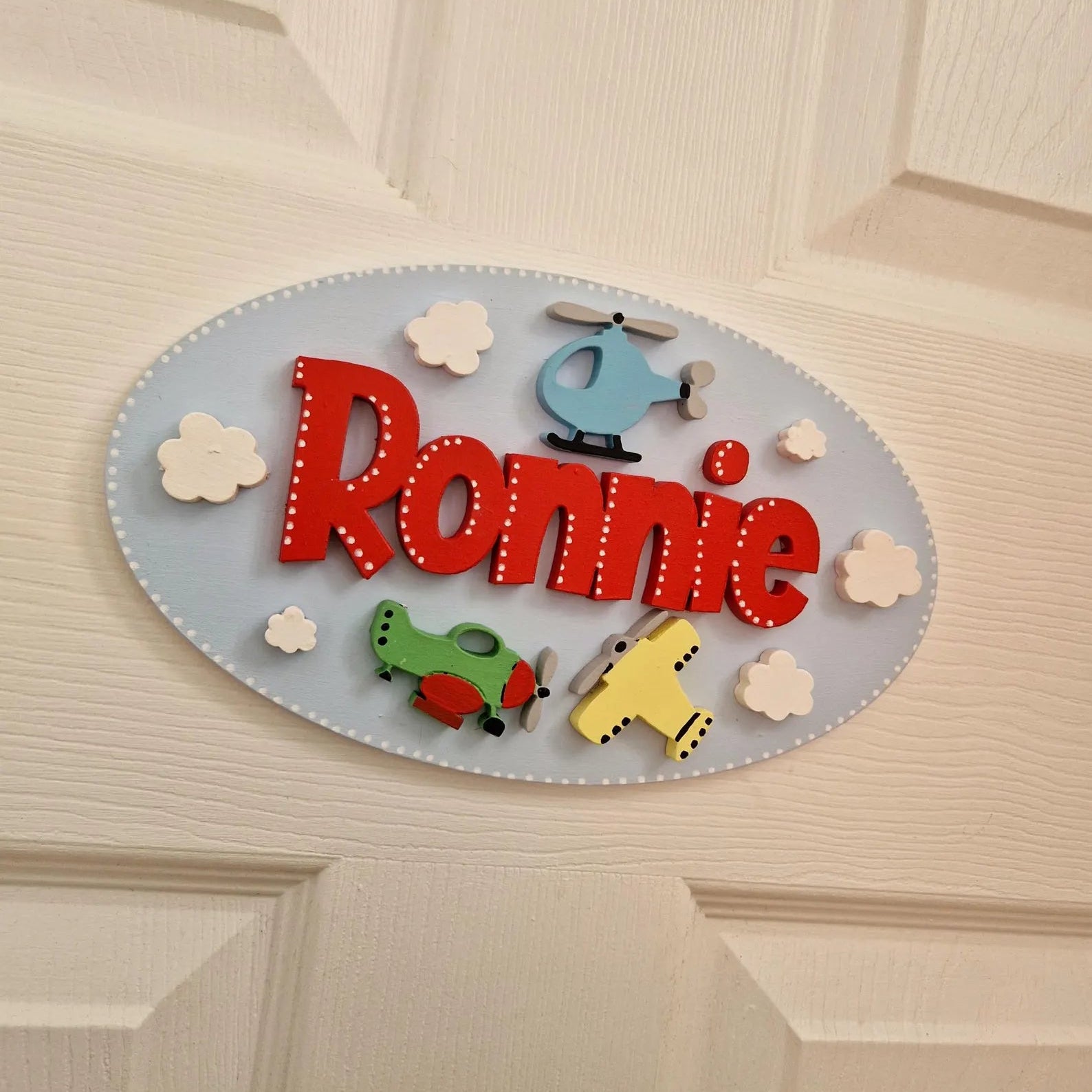 Airplane themed children's personalised bedroom door name plaque/ sign