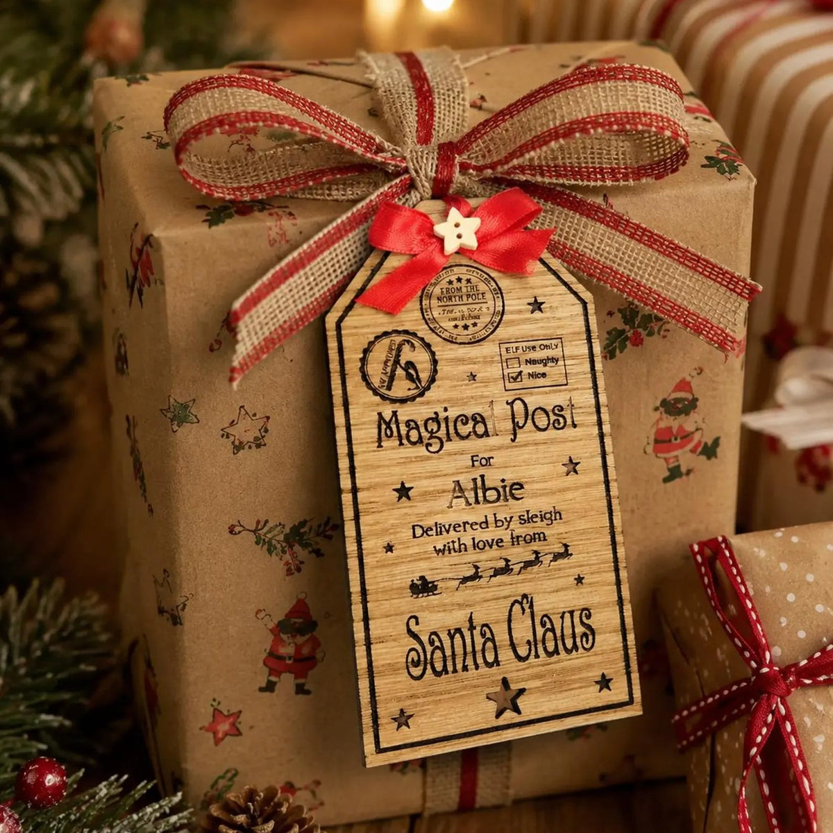 Personalised wooden engraved 'Magical Post' Gift Tag