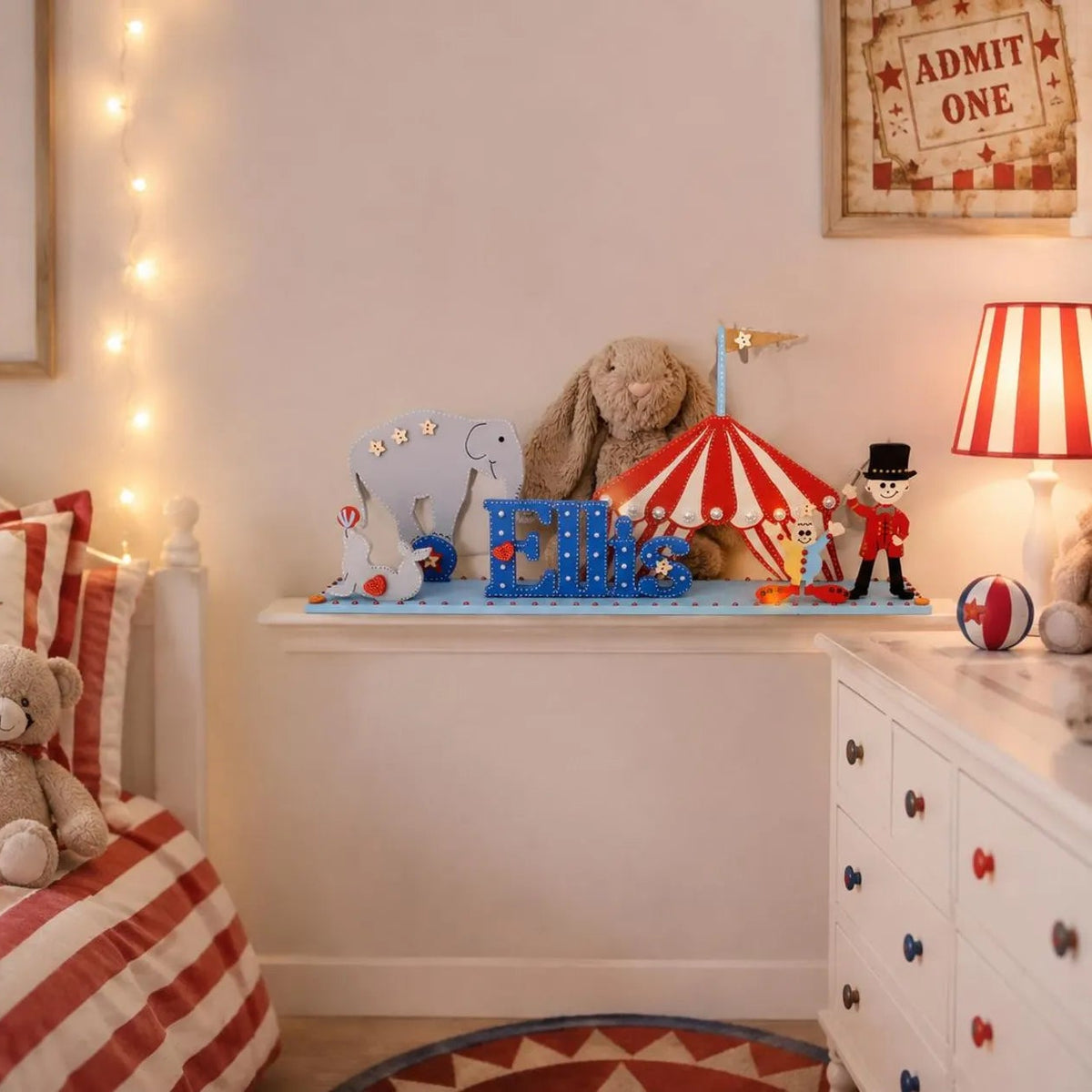 Circus theme Personalised Children's Bedroom Name Sign